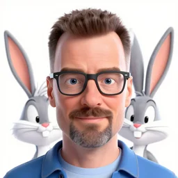 a still of walter white and bugs bunny in space jam. detailed cartoon face. 4 k.