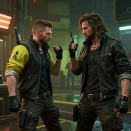 Peterson and Gordan Ramsey fighting in Cyberpunk 2077