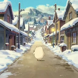 a wholesome animation key shot of a cute empty daytime winter village runway, studio ghibli, pixar and disney animation, sharp, rendered in gouache painting, anime key art by greg rutkowski, bloom, dramatic, dynamic lighting