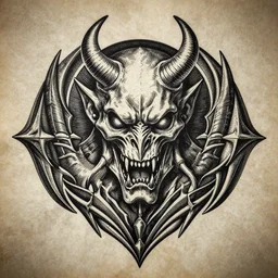 a demon metal engravement artwork