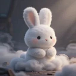 soft bunny made of clouds and smoke, adorable illustration by sam nassour, pixar, dreamworks