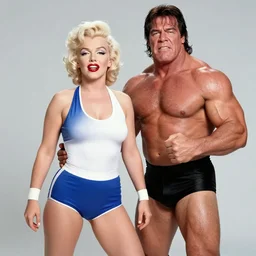 marilyn monroe wrestling with hulk hogan, color photo