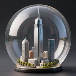 miniature skyscraper inside a bubble