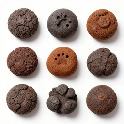 different colors and shapes of crusty lava dog poops