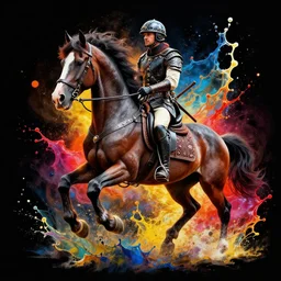 war horse splash art graphic design color splash high contrasting art, fantasy, highly detailed, art by greg rutkowski
