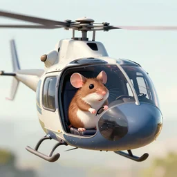 image of a mouse sitting inside the cockpit of a flying helicopter, trending on artstation