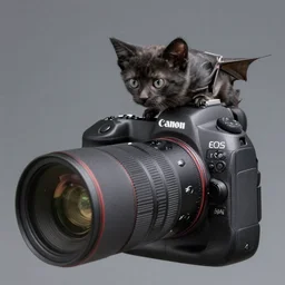 a bat kitten flying, Canon EOS R3, telephoto, very detailed, 4k