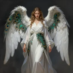 avan jogia as an angel. peafowl feathers. long robes. digital painting, detailed, 8 k, trending on artstation, smooth, sharp focus artwork by mark arian, artgerm, mark keathley, greg rutkowski