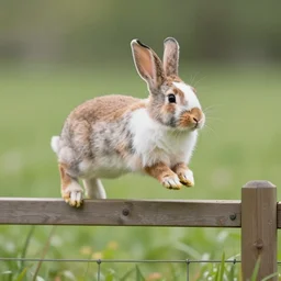 a video of a rabbit jumping up over a fence, shown as a film strip showing 9 sequential stills from the video in a grid