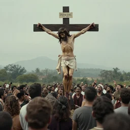 go pro footage jesus crucifixion with crowd