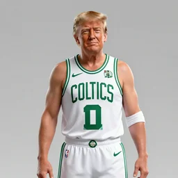 Gigachad Donald Trump on the Boston Celtics, NBA Digital Art, Trending on artstation, octane render, basketball art