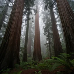 dense misty redwood forest sequoia award-winning photography, national geographic