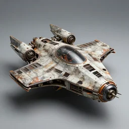 a sci - fi flying speeder built out of scavenged parts.