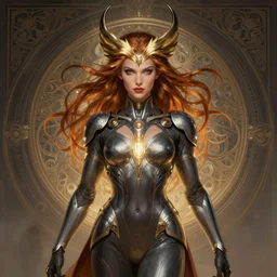 symmetry portrait of dark phoenix, sci - fi, tech wear, glowing lights, intricate, elegant, highly detailed, digital painting, artstation, concept art, smooth, sharp focus, illustration, art by artgerm and greg rutkowski and alphonse mucha