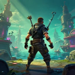 sea of thieves in the style of cyberpunk,