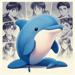 the notorious b. i. g. as a cute and cuddly stoned dolphin, shaded lighting poster by magali villeneuve, artgerm, jeremy lipkin and michael garmash, rob rey and kentaro miura style, trending on art station