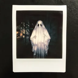 polaroid photo of a ghost high detailed sharp focus dark horror night interior