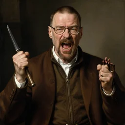 Renaissance painting of Walter White raging