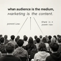when audience is the medium, marketing is the content, share is a power law, in the style of surrealism