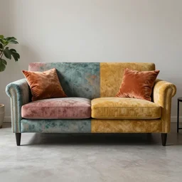 beautiful couch in award winning vibrant design, detailed, harmonic colors