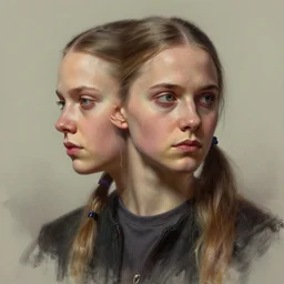 voldemort but resembling greta thunberg ( ( ponytails ) ) blend digital painting, extremely detailed, 4 k, intricate, brush strokes, mark arian, artgerm, bastien lecouffe - deharme
