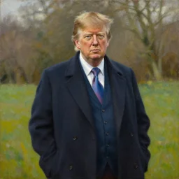 portrait of donald pleasents in an overcoat outside smiths grove, an oil painting by ross tran and thomas kincade