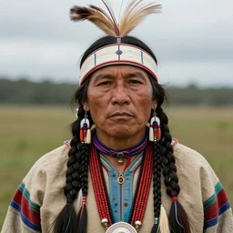 “Native American, intense portrait”