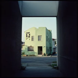 liminal space, the stencil house, cinematic shot, cinestill 8 0 0 t