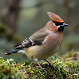 ethereal bohemian waxwing bird, bombycilla garrulus, hd wallpaper, octane render, highly detailed, fantasy forest, realistic,
