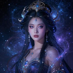 a cosmic deity, portrait of a beautiful cosmic goddess