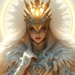art by artgerm and greg rutkowski and ruan jia. a lonely elegant and grace female boss in elden ring. magic card art. sunny. rim light!! renaissance noble costume, masked!! feathers, sharp edges, stage light on shining crown, sense of awe. delicate features. gorgeous bright white. ultra realistic. ultra clear detailed