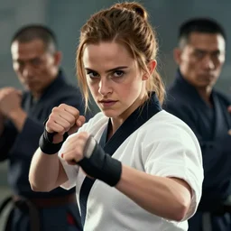 a highly detailed epic cinematic concept art cg digital artwork : emma watson as kung fu fighter, perfect face, by greg rutkowski, wlop, stanley artgerm lau, ruan jia trending on artstation, made in maya, photoshop, octane render, excellent composition, dramatic cinematic lighting, precise correct anatomy, aesthetic, very inspirational