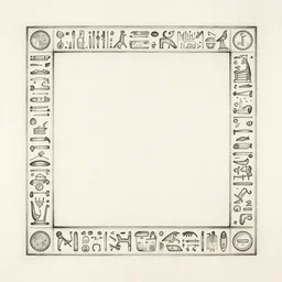 a thin image border in the style of egyptian hieroglyphs sketched by leonardo da vinci, concept art, matte, sharp focus, illustration