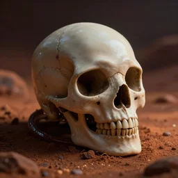 eldritch alien skull un a dessert ir mars, cinematic lighting, octane tender, dark - art