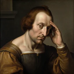 a renaissance painting of some pasty dignitary with the back of their hand to their forehead