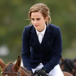 close up of emma watson riding a treglu. dslr. beautiful.