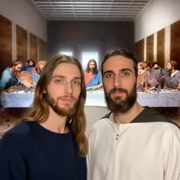 a selfie of judas and jesus at the last supper