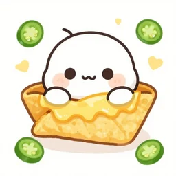 cute nachos with cheese and jalapeno illustrations, cartoon,