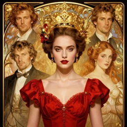 portrait of a beautiful girl wearing a red salsa dress, beautiful symmetrical face, golden, fantasy, regal, by stanley artgerm lau, greg rutkowski, thomas kindkade, alphonse mucha, loish, norman rockwell.