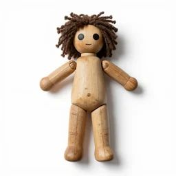 antique voodoo doll, photorealistic, isolated on a pure white background, centered, entire object in frame, sharp focus, soft studio lighting