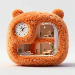detailed architectural render of a futuristic home furry fuzzy clockwork orange shape hairy surreal atmosphere inspired by postmodernism lush fun hyperreal hyperdetailed 3 d samaritual 8 k real engine
