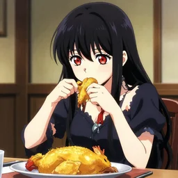 anime girl eating live chicken by cradle of filth