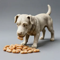 statue of a dog eating beans, high quality photo