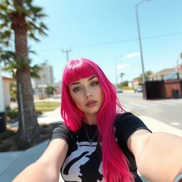 jeffree star 2 0 0 0 s selfie with pink red hair