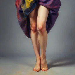 a kinetograph portrait of a woman with very long legs vibrant color scheme, highly detailed, in the style of romanticism, cinematic, artstation, moebius, greg rutkowski