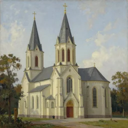 Church, oil painting,