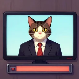 cat in a suit in a GTA 5 loading screen, concept art by Anthony McBain, trending in artstation, artstationHD, artstationHQ