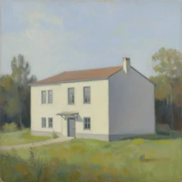 a beautiful painting of a building in a serene landscape by Anna Ditmann