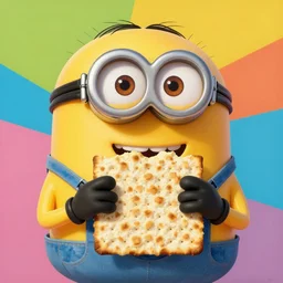 painting of minions eating matzah, colorful background, trending on artstation