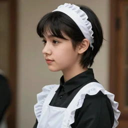 a side's profilecontent of a sadly smiling black haired, young hungarian maidservant from the 19th century who looks very similar to Lee Young Ae with a hair braid, detailed, sketch by Rembrandt, Csók István and da Vinci